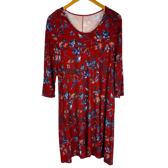 Garnet Hill Jersey Knit Swing Dress  Floral Print Tencel Jersey Knit Travel NWT - Picture 2 of 10